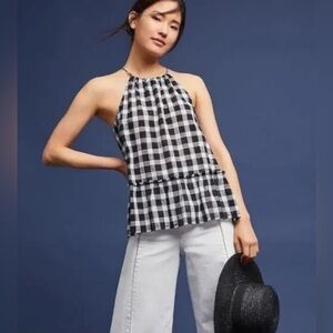 Anthropologie Cloth & Stone Black and White Gingham Tank Top S